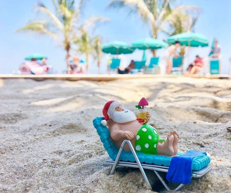 Santa ornament at the beach